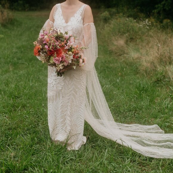 Custom Champagne Gold Bridal Cape - Versatile! - Picture 1 of 10